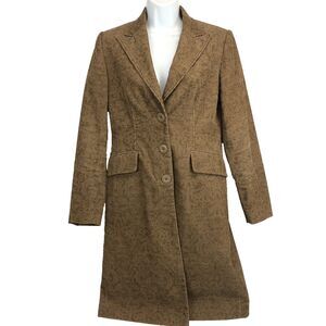 Kenar Corduroy Coat Cotton Size 2 Button Mid-Calf  Brown Long Sleeve Pockets